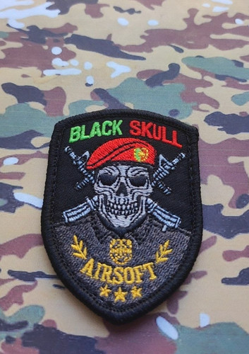Patch airsoft black - black, skull