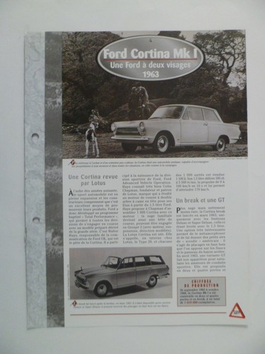 Carte fiche auto ford cortina - carte,
