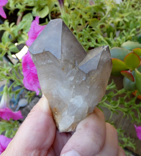 Double pointe quartz - quartz, fumé