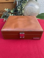 Cave à cigares vintage Carven Paris mallette simili cuir brun