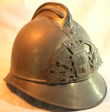 casque de Sapeur pompier modèle 1895 plaque de Beaucamp le Vieux ref SDC24POM002