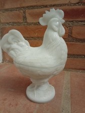 SUCRIER/BONBONNIERE COQ-PORTIEUX-CHANTECLER-OPALINE-PRESSE/MOULE.22X17.TBE.1900.