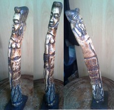 RARE BELLE ANCIENNE STATUE FEMME ASIE EN OS H 32 cm