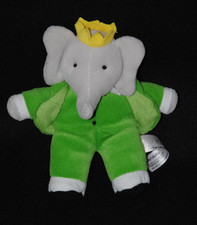 Peluche doudou BABAR LANSAY éléphant nœud rouge MANQUE 1 défense 15 cm TTBE