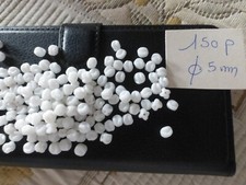 lot de 150 PERLES  en verre ANCIENNES à facettes creuses blanche 5 mm