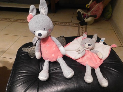 Doudou lapin gris écharpe - doudou,