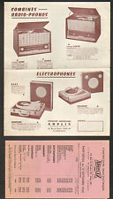 PARIS (XIX°) Combinés RADIO-PHONOS , ELECTROPHONES & RADIOS "AMPLIX" en 1960