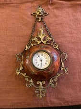 Pendule Murale Napoleon III En Bois De Loupe Décor Floral XIX Eme Siècle
