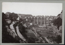 Luxembourg, la ville et le viaduc de la vallée de la Pétrusse.  Vintage silver p