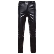 1x Hommes Métallique Brillant PU Cuir Pantalon Étroit Leggings Slim Sexy Danse