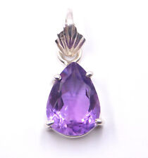 2.70 GM 925 Argent Sterling Naturel Améthyste Coupe Gemme Fin Pendentif Taille
