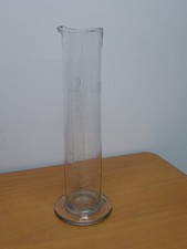 ANCIENNE MESURE DE LABORATOIRE EN VERRE SOUFFLÉ GRADUÉE 1 LITRE À BEC VERSEUR