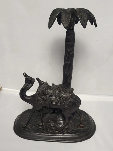 Bougeoir bronze palmier - zn-,