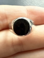 Ancienne Bague En Argent Massif 925 Jonc Alliance Anneaux Créateur onyx 