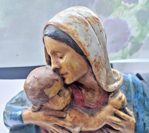 Vierge enfant plâtre - et,