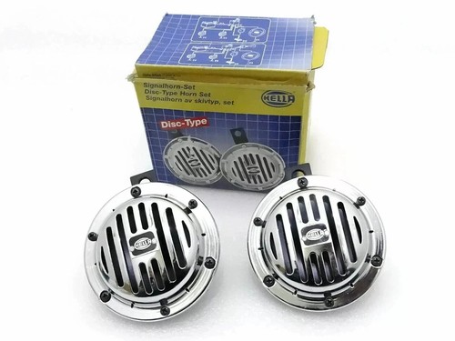 Hella chrome disc horn set - chrome, 12v