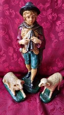 Santon Ancien Berger Musicien 22cm Mouton Creche Noel Platre