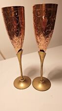Paire de coupes coupe  flûtes à champagne en laiton cuivre