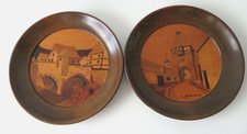 Lot de 2 panneaux en marqueterie ronde de Joseph Aufderbruck , Alsace