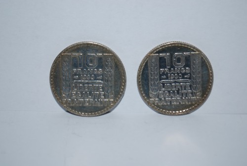 Lot deux pieces argent - deux, 10