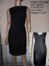 ROBE COUTURE HABILLE NOIR DRAPPEE AU DOS FAITE MAINS T36/38  CEREMONIE/ SOIREE