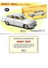 DINKY TOYS Fiche + Certificat PANHARD PL 17 Dinky Toys 547 Atlas