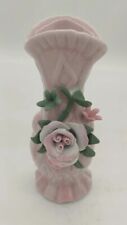 Vase / Soliflore / Bibelot Rose Fleurs Porcelaine, Vintage 