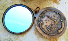 Ancien pendentif "miroir" Art Nouveau antique costume jewelry pendant