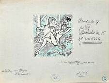 RARE & SUPERBE DESSIN ORIGINAL SEXY + PIN UP CASQUÉE par HENRI OZIOULS ( SIGNÉ )