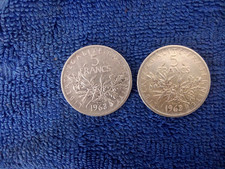 Ancienne PIECE MONNAIE [ARGENT 5 FRANCS SEMEUSE 1963 Superbes