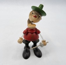 Jouet sujet figurine Chat mousquetaire bois peint et ressorts de Goula Espagne