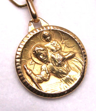 Médaille pendentif ancien or jaune 18 carats dos non gravé communion Baptême