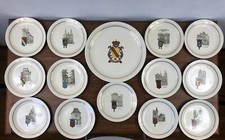 13x Assiettes à Dessert Faience SALINS Villes et Blasons LORRAINE + Grand Plat
