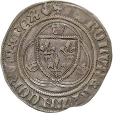 [#1506974] France, Charles VII, Blanc à la couronne, 1436-1461, Laon, Billon, AU