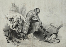 Chien Bottier LITHOGRAPHIE Aubert WALTER Cordonniers HUMOUR XIX°