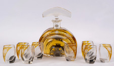 Service à liqueur ART DECO en cristal taillé, antique vintage ancien