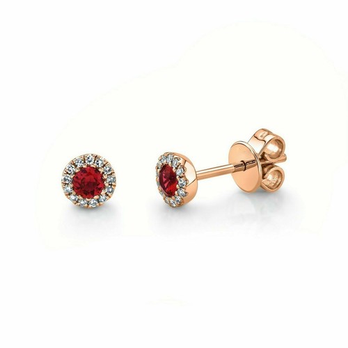 14k rose rubis boucles - rose,