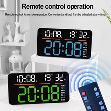Horloge Murale Numérique LED avec Grand Affichage Double Alarme Chronomètre et