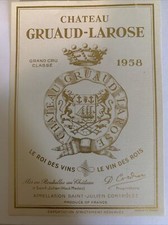 Étiquette de Vin: CHÂTEAU GRUAUD-LAROSE ST JULIEN 1958 NEUVE