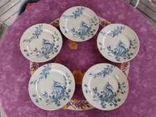 5 Assiettes Plate Terre de Fer Jules Vieillard Bordeaux Service Gibier Cerf Bleu