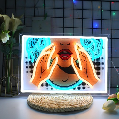 Neon sign printed blue - sign,