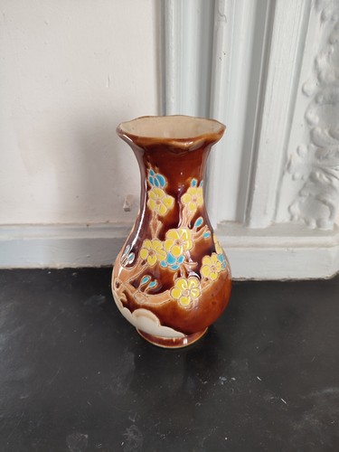 Vase faïence décor floral - en,