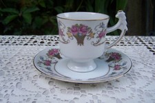 Ancienne Tasse Porcelaine Fine TETTAU ROYAL BAVARIA GERMANY Anse Oiseau/Fleurs
