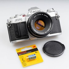 *MINT* SERVICED Canon AV-1 Camera FD 50mm 1.8 S.C. Lens Chrome 35mm Japan Film