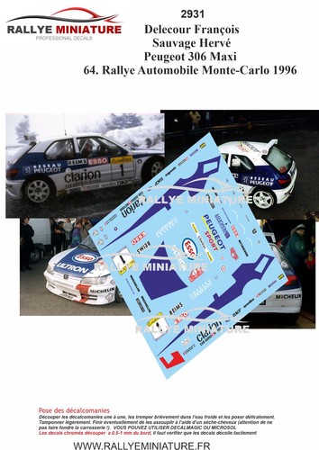 Decals ref 2931 - 1/43, peugeot