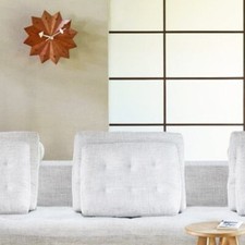 George Nelson Vitra Fan clock cerise Φ385mm horloge murale bois moderne