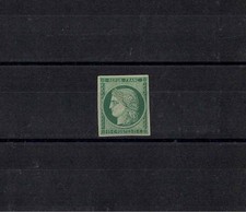 FRANCE STAMP YVERT SCOTT # 2e " CERES 15c GREEN 1862 " MH VF SIGNED A094