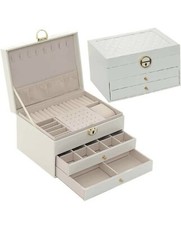 Boîte À Bijoux Rangement Simili Cuir Multi Grille Coffret Fille Femme Boite