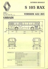 RENAULT EXPORT / AUTOBUS S 105 RAX VERSIO 422 AVC / FICHE TECHNIQUE de 1989