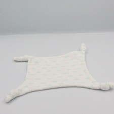 Doudou plat carré blanc bleu